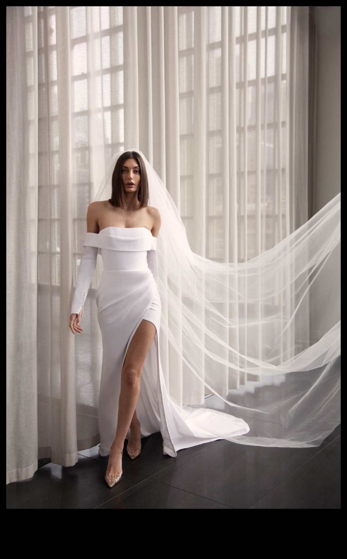 Cityscape Glam: Sleek Silhouettes of Modern Bridal Elegance
