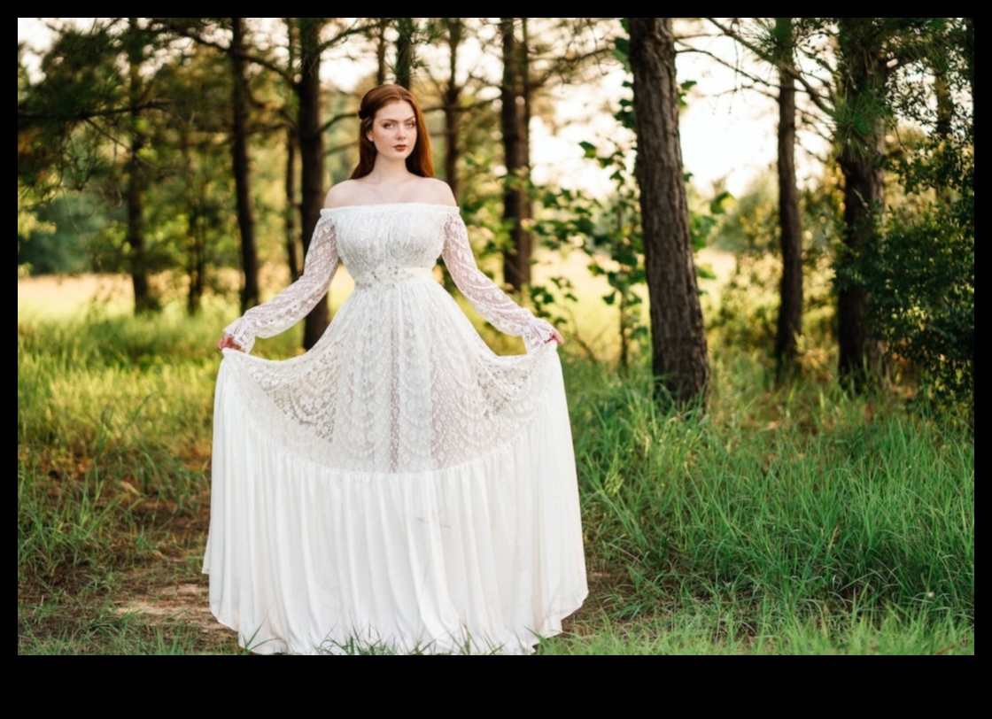 Nature's Whispers: Bohemian Wedding Gown Serenity